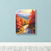 Toile Vermont Fall Foliage Watercolor Landscape (Insitu (Plancher de Bois))