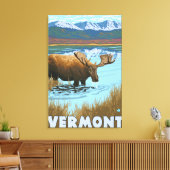 Toile VermontMoose Boire dans le lac (Insitu(Salon))