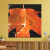 Toile Verre à vin et feuille d'automne (Insitu(Salon))
