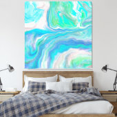 Toile Verre de mer Bleu et Marbre vert Fluide Art (Insitu(Chambre))