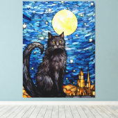Toile Verre tendu Chat noir Starry nuit (Insitu (Plancher de Bois))