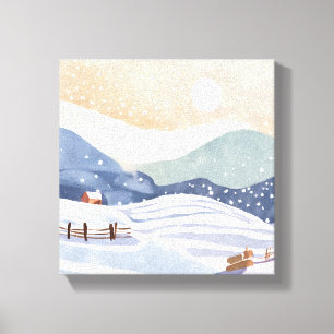 Toile Versant enneigé   Hiver à l'aquarelle