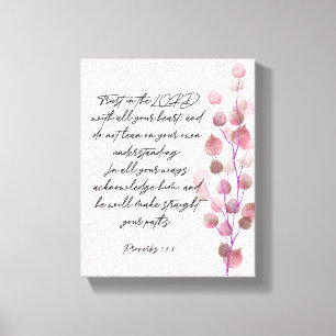 Toile verset biblique 8x10 branche violet Strached