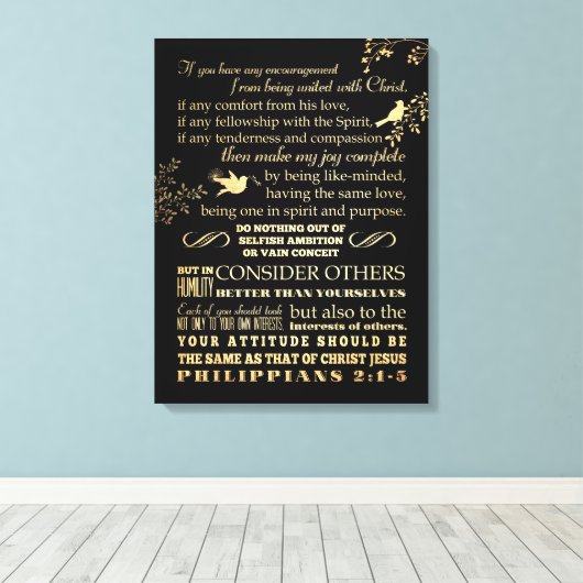 Toile Verset biblique scripturaire - Philippiens 2 : 1-5 (Insitu (Plancher de Bois))