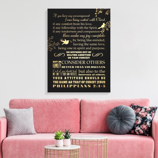 Toile Verset biblique scripturaire - Philippiens 2 : 1-5 (Insitu(Salon))