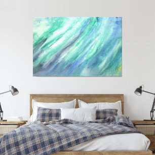 Toile Vert Abstrait Bleu Océan Art contemporain Moderne