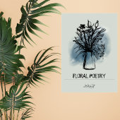 Toile Vert Bleu Minimal Floral Main Creutée Charbon