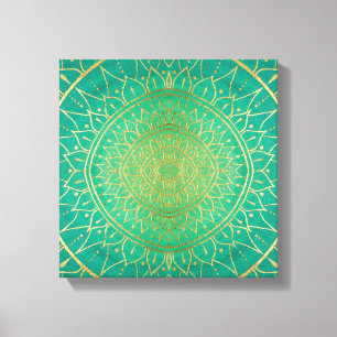 Toile Vert émeraude couleur Mandala Gold