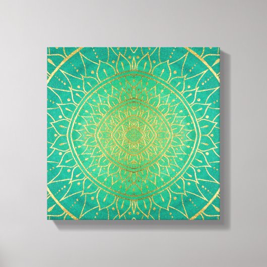 Toile Vert émeraude couleur Mandala Gold (Recto)