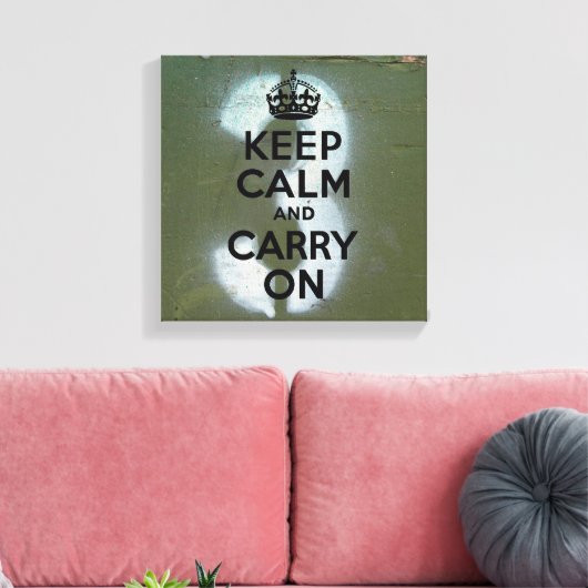 Toile Vert olive et trois, Gardez le calme (Insitu(Salon))