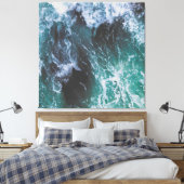 Toile Vert profond et Turquoise Océan Eau et Vagues de m (Insitu(Chambre))