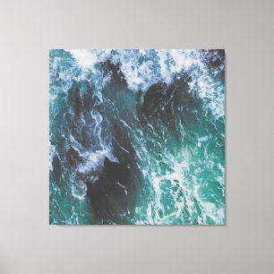 Toile Vert profond et Turquoise Océan Eau et Vagues de m