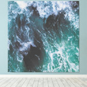 Toile Vert profond et Turquoise Océan Eau et Vagues de m (Insitu (Plancher de Bois))