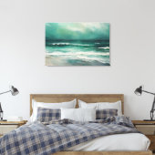 Toile Vert Turquoise Moderne Plage Peinture Océan (Insitu(Chambre))