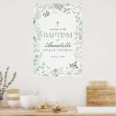 Toile Verte De Jouy Affiche de bienvenue florale B (Cuisine)