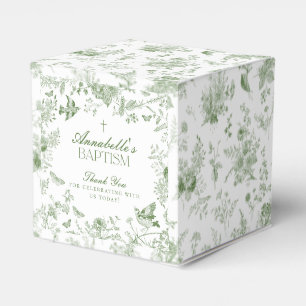 Toile Verte De Jouy Floral Baptême Ballotins