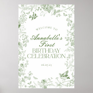 Toile verte Floral Affiche de bienvenue fête d'ann