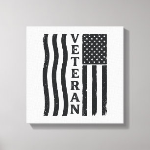 Toile Vétéran Drapeau Américain Vintage Vector Design de