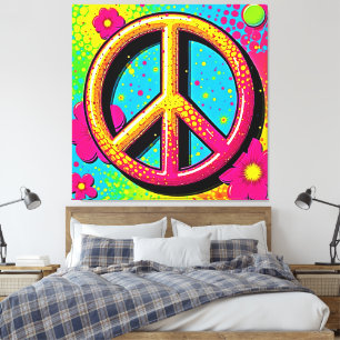 Toile Vibe de Paix et d'Amour Coloré