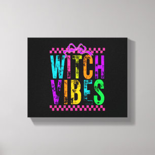 Toile Vibes de Sorcière Halloween Néon À Carreaux Arc