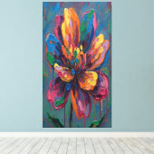 Toile “Vibrant Abstract Flower Art Print” (Insitu (Plancher de Bois))
