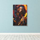 Toile Vibrant Afrocentric Abstrait Portrait Art (Insitu (Plancher de Bois))