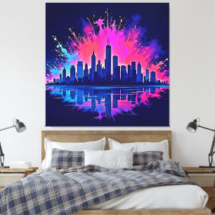 Toile Vibrant art de splash Cityscape