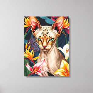 Toile Vibrant Chat Sphynx Art Numérique