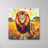 Toile Vibrant Colorée Lion mosaïque (Recto)