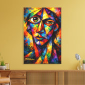 Toile Vibrant Cubist Face Abstract Modern Art (Insitu(Salon))
