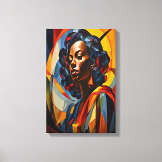 Toile Vibrant Cubiste Abstrait Portrait Art