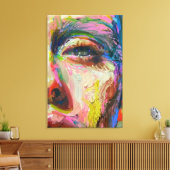 Toile Vibrant Expressionist Portrait – Textured Abstract (Insitu(Salon))