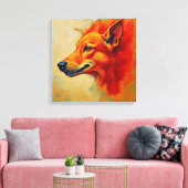 Toile Vibrant Fiery Fox or Wolf Textured Impasto (Insitu(Salon))
