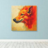Toile Vibrant Fiery Fox or Wolf Textured Impasto (Insitu (Plancher de Bois))