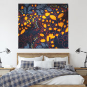 Toile Vibrant Golden Floral Batik Pattern on Deep Navy B (Insitu(Chambre))