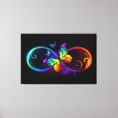 Toile Vibrant infinity with rainbow butterfly on black (Recto)