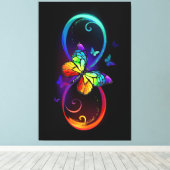 Toile Vibrant infinity with rainbow butterfly on black (Insitu (Plancher de Bois))