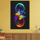 Toile Vibrant infinity with rainbow butterfly on black (Insitu(Salon))