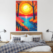 Toile Vibrant Orange Sunset Lake Landscape Art (Insitu(Chambre))
