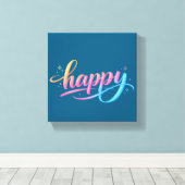 Toile Vibrant Pastel Gradient HAPPY Typography - Modern (Insitu (Plancher de Bois))