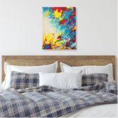 Toile Vibrant peinture Abstraite florale en bleu et rose (Insitu(Chambre))