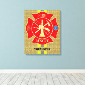 Toile Vibrant pompier Maltese Cross Art (Insitu (Plancher de Bois))
