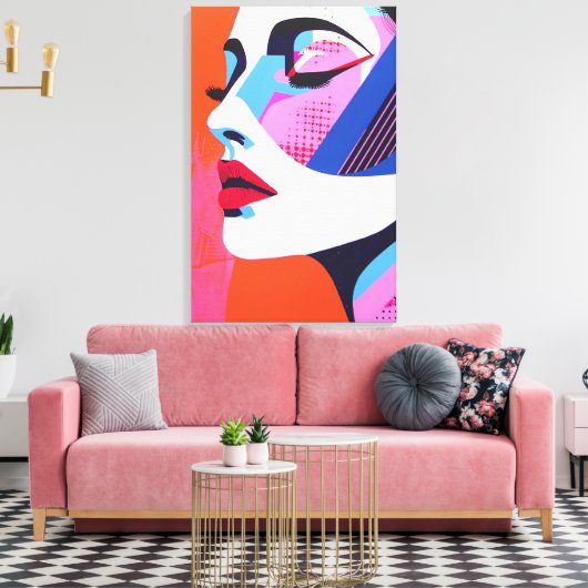 Toile Vibrant Pop Art femme Portrait Art numérique (Insitu(Salon))