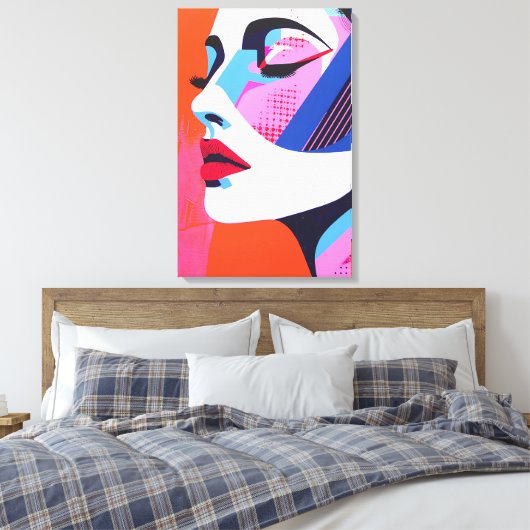 Toile Vibrant Pop Art femme Portrait Art numérique (Insitu(Chambre))