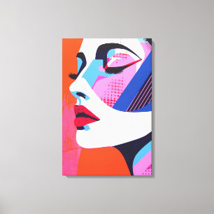 Toile Vibrant Pop Art femme Portrait Art numérique