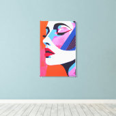 Toile Vibrant Pop Art femme Portrait Art numérique (Insitu (Plancher de Bois))