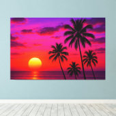 Toile Vibrant Tropical Sunset Palm Trees - Luxury Modern (Insitu (Plancher de Bois))