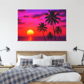 Toile Vibrant Tropical Sunset Palm Trees - Luxury Modern (Insitu(Chambre))
