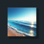 Toile Vibrant Turquoise Ocean Waves with Golden Sand<br><div class="desc">A stunning digital seascape showcasing the brilliant contrast between deep azure waters and bright turquoise shoreline. Gentle white foam laps against a warm golden shore, while the midday sun creates a sparkling diamond-like reflection on the water's surface. This uplifting and high-energy composition is perfect for summer-themed home decor, coastal hospitality...</div>