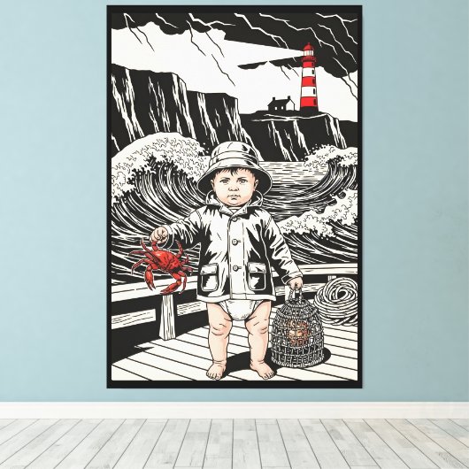 Toile Victorian Baby - Funny Baby Sea Fisherman  (Insitu (Plancher de Bois))